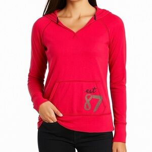 Aeropostale Hoodie Lightweight LS Sport Pullover Kangaroo Pocket VTG Y2K Pink L